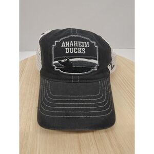 Anaheim Ducks Hat Cap Snap Back Mens Black White‎ NHL Hockey Trucker Mesh Arena